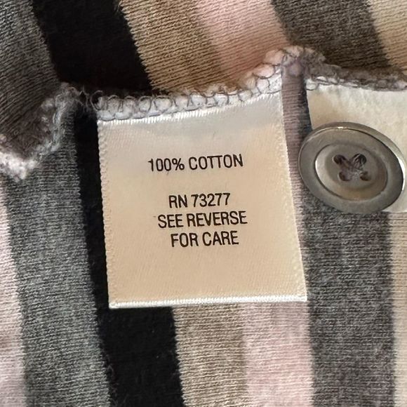 Croft & Barrow 3/4 Sleeve Gray and Pink Striped Shirt, Medium, Pre-owned - Picture 4 of 5